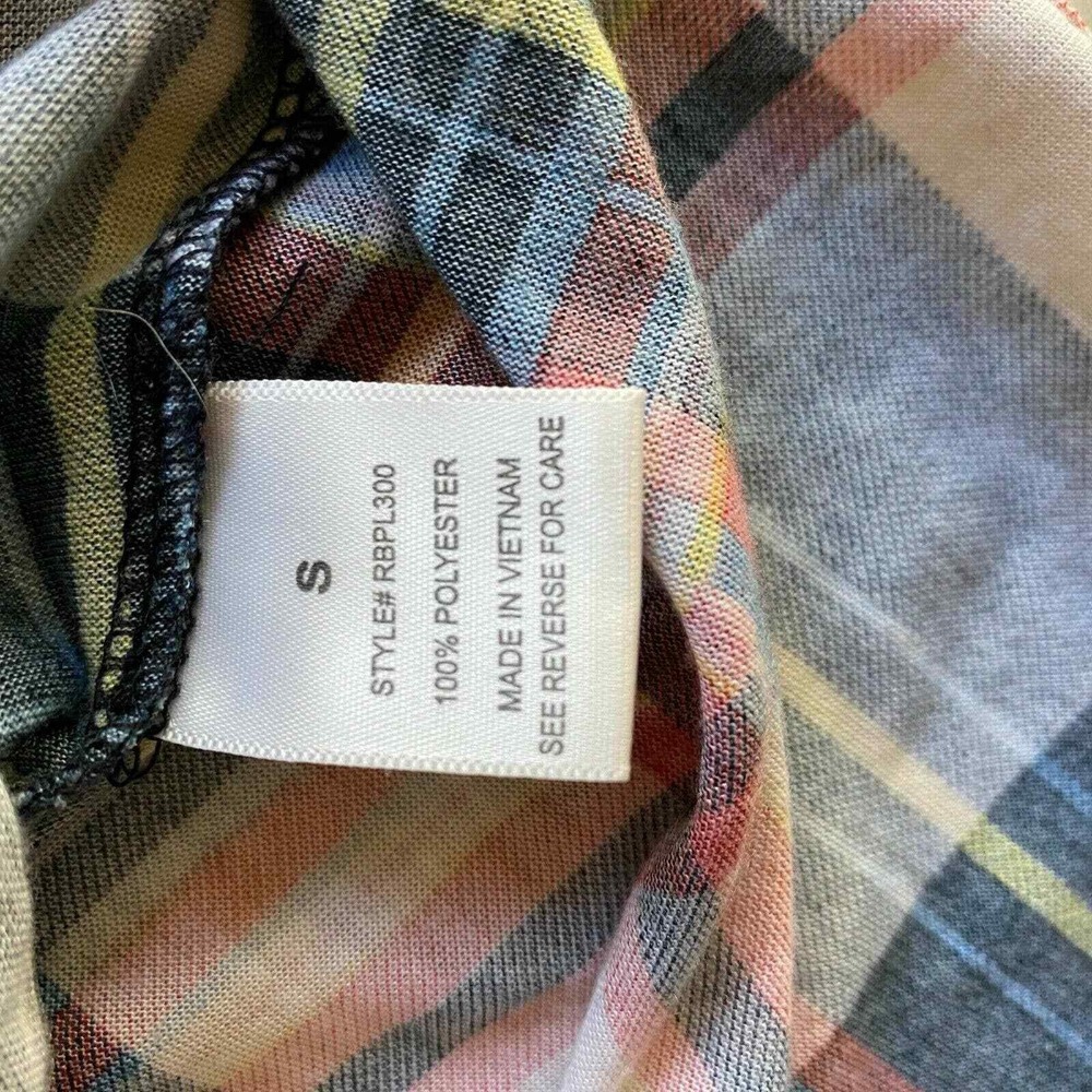 RNB Flannel Button Front Shirt Womens Small Multicolor Plaid Rayon Bonfire Fall - Picture 8 of 8